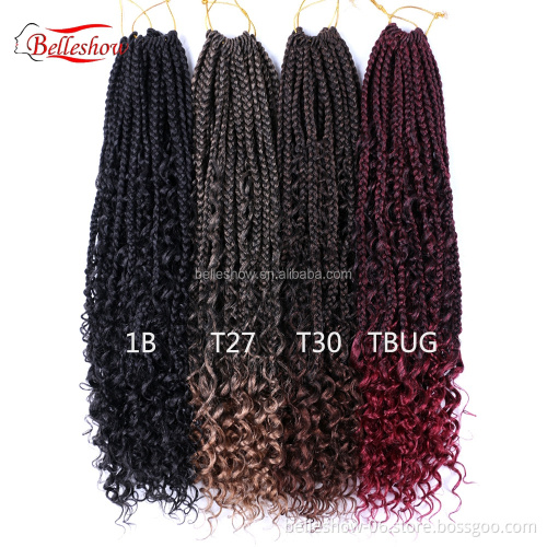 Hot sell Factory Price wholesale wavy synthetic Hair Extensions River locs 3X Box Crotchet Braids curly box braids